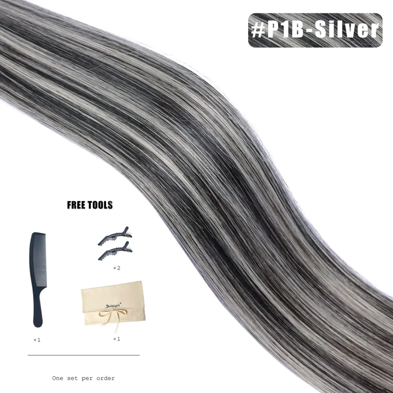 Butterfly Weft Hair Extensions Human Hair Invisible Flat PU with Hole Twin Tabs Hair Weft 12-24inch Micro link 100g — image 10