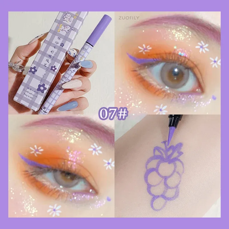 สีสันอายไลเนอร์ดินสอ Matte กันน้ำไม่ Blooming อายไลเนอร์ Long Lasting Liquid Eye Liner ปากกาแต่งหน้าเครื่องสำอาง