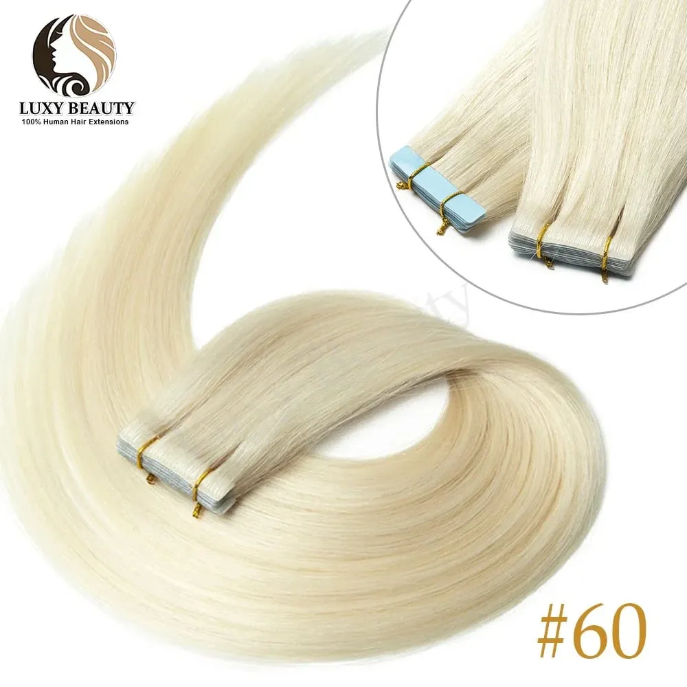 Invisible Tape In Hair Extensions Human Hair Double Side Injected PU Tape Hair Extensions Black Brown Blonde Tape Ins Hair 10pcs — image 11