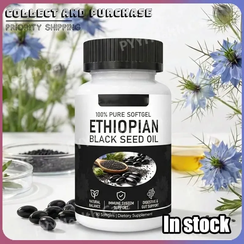 Ethiopian Black Seed Oil Purely Nutrient Ethiopian BlackSeed Oil Capsules with Thymoquinone Organic Cold-Pressed 60 Softgels — image 1