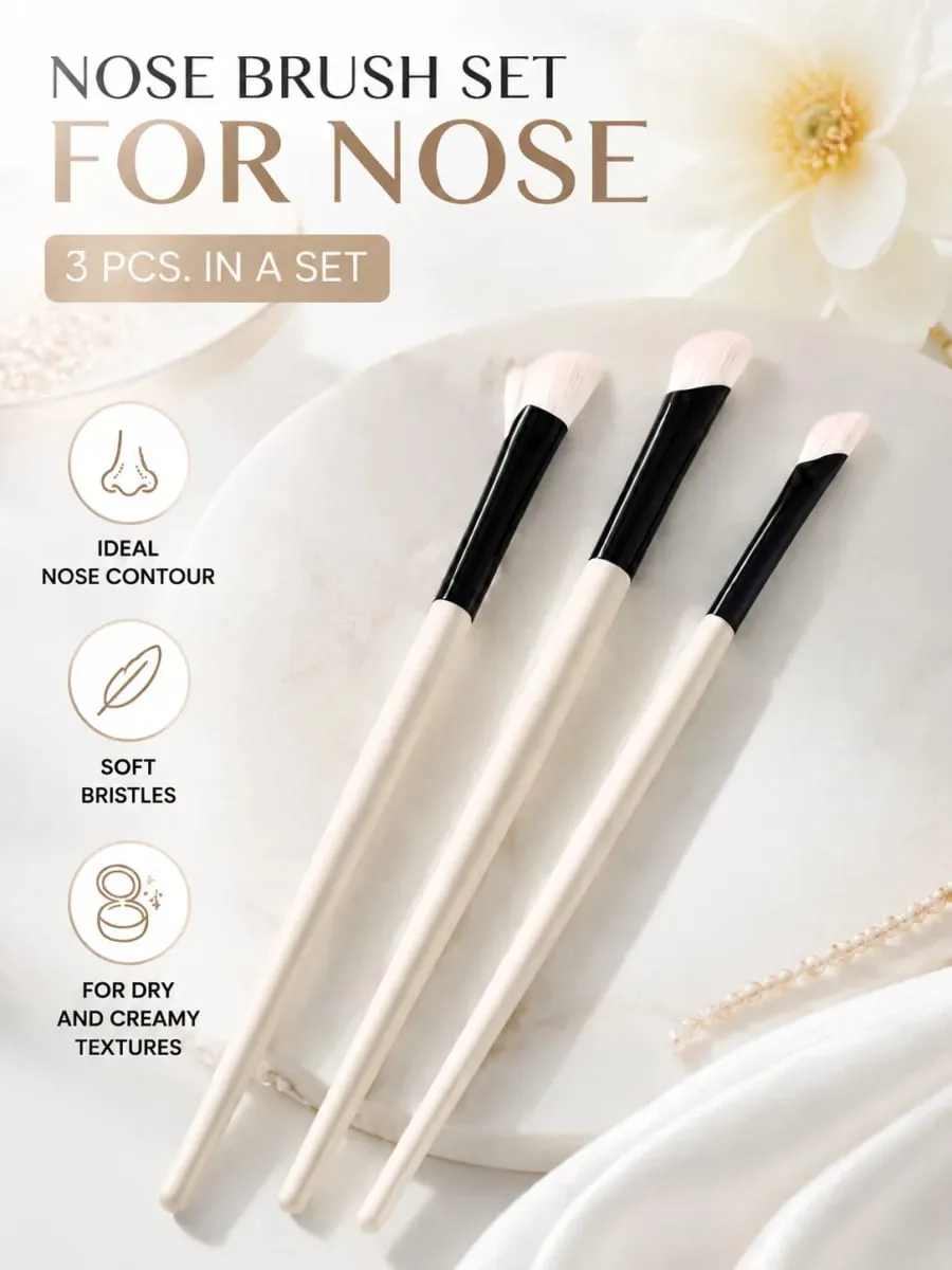 3 Pieces Professional Makeup Brushes Set Contour Blending Nose Shadow Highlight Foundation Beauty Tools — image 1
