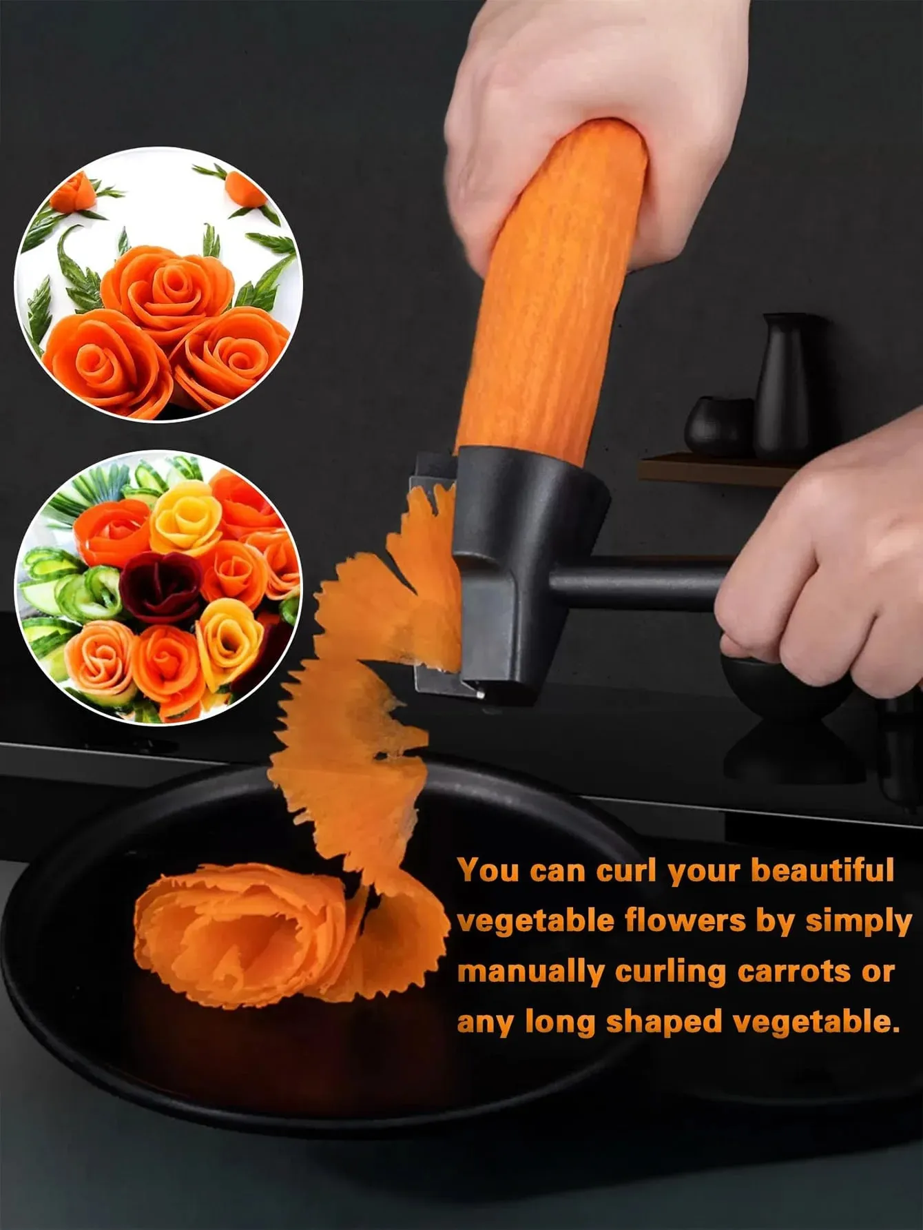 Vegetable Curler Peeler Fruit Carving Tools Carrot Sharpener for Garnishing Design Cutting Slicer Shaver for Carrots Vegetables