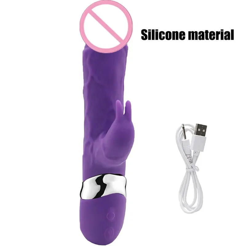 Silikone Rabbit Vibrator 3-i-1 G-Spot Clit Anal Beads Stimulator 10 Modes Støbende Vibrerende Sexlegetøj til Kvinder