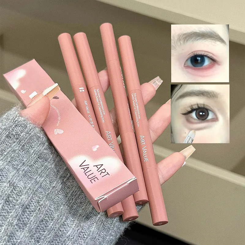 ART VALUE Two-tone Paste Lying Silkworm Pen Under Eye Liner Brighten Shadow Pencil Makeup Nude Pink Beige Eyeliner Contouring — image 1