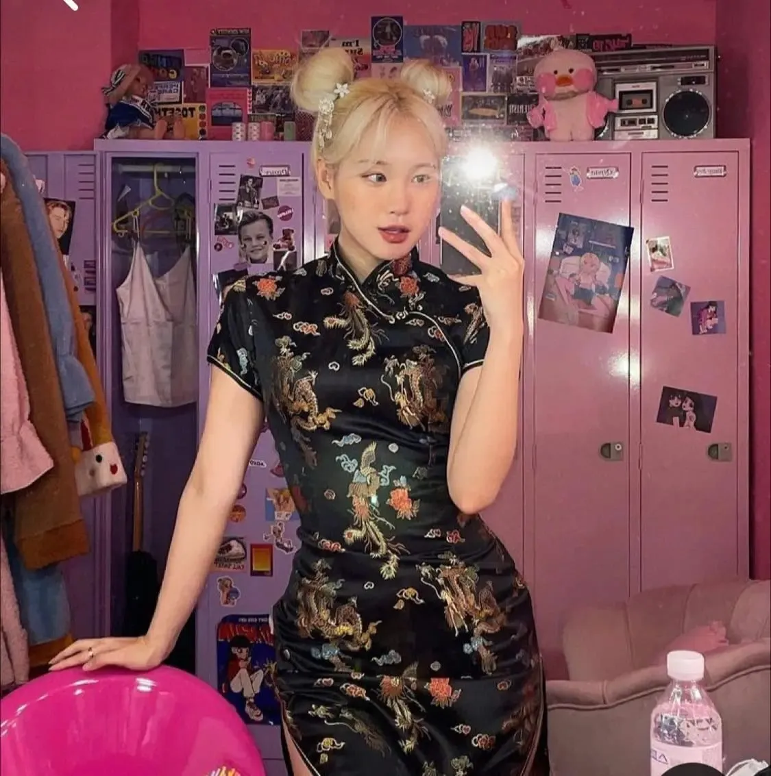 Black Traditional Chinese Women Qipao Dress Sexy Short Mini Cheongsam Handmade Button Flower Large Size 3XL 4XL 5XL 6XL