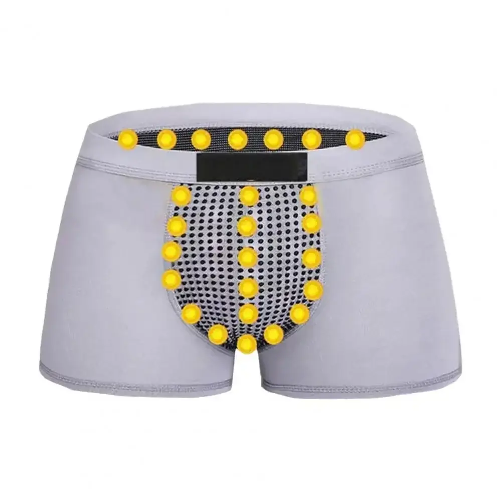 Men Boxers Sweat Absorption U Convex Magnetic Physiological Underwear Massage Solid Color Plus Size Men Underpants Inner Wear Cl
