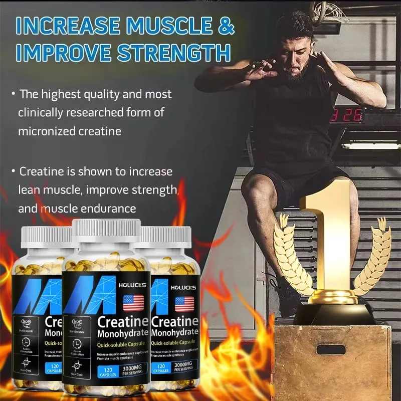 High Potency Creatine 3000mg Supplement for Brain & Muscle Cell Energy Increases Power Output & Exercise Performance Non-GMO