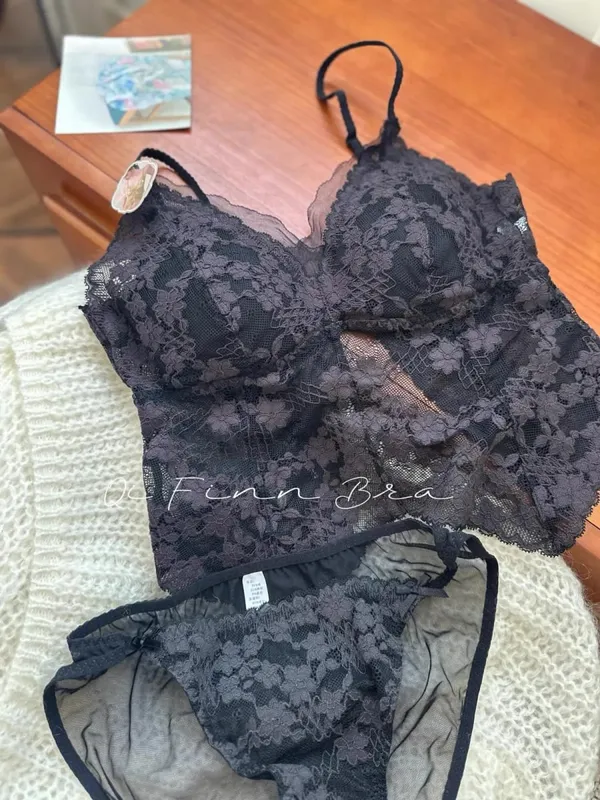 Elegant French Embroidered Halter Bra Small Chest Wrinkle-Free Lingerie Set Beauty Back UK Fit Adjustable Comfort Summer MOYISU — image 10