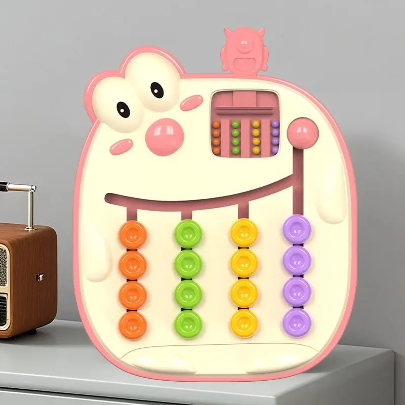 A sliding bead positioning puzzle board a logic-based brain teaser toy and a tabletop game that trains hand-eye coordination.