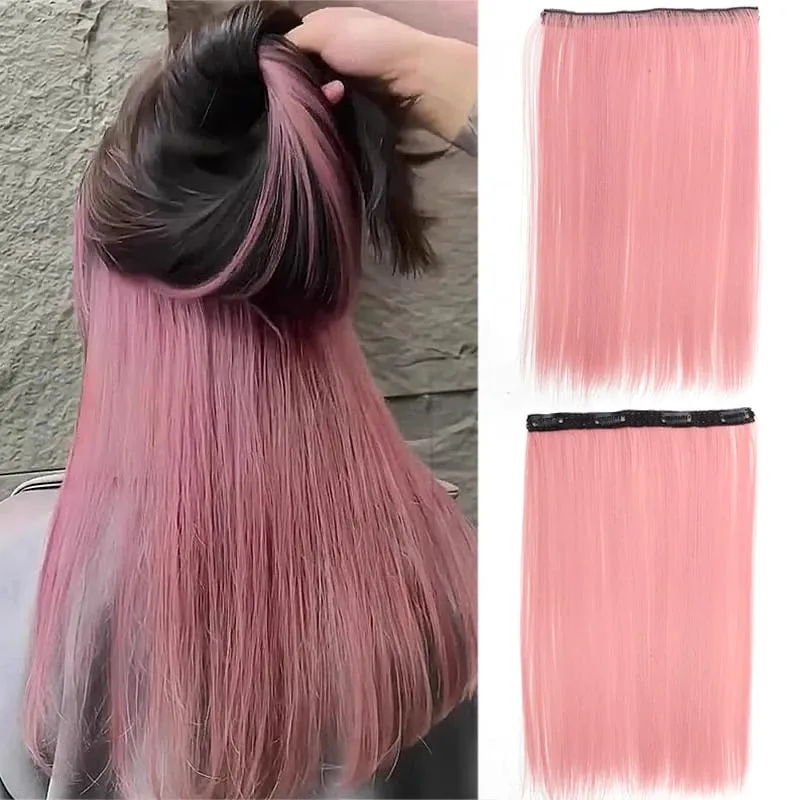 One piece hanging ear dyed synthetic wig piece for women highlighted color hair extensions — image 20