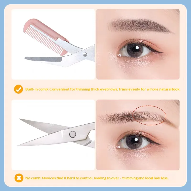 Eyebrow Grooming Set With Comb Eyebrow Scissors Curved Safety Eyebrow Razor Professional Makeup Trimming Tools for Beginners — image 4