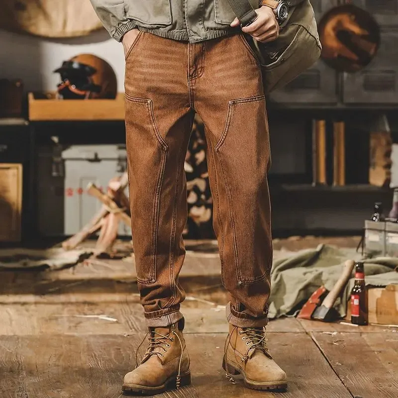 Mens Clothing Retro Tooling Pants Men's Loose Straight Men's Jeans 2026 New Trendy Brand Classic Coffee Y2k Baggy Harem Pants — image 8