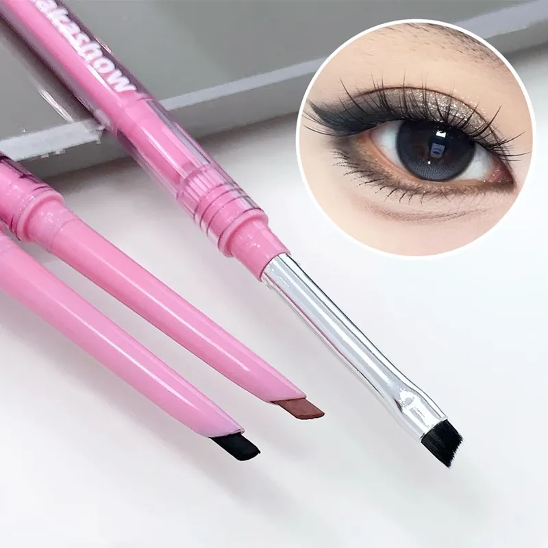 Double-headed Natural Black Eyeliner Gel with Brush Smudge-Proof Waterproof Creamy Smooth Rose Pink for Brows & Under Eye Makeup — image 2