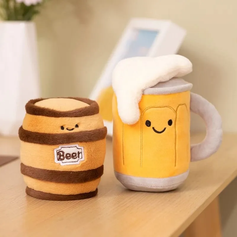 11~19cm Roztomilá pivní skleněná láhev Nápojová plechovka pivní sud Plyšový polštář plněný Kawaii Humanoid Plyšový Party Prop Man Dárek — image 7