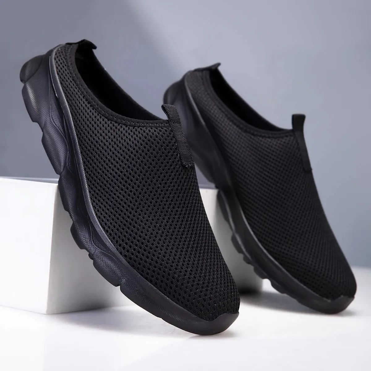 Men's Half Slipper Shoes Fashion Breathable Outdoor Mesh Casual Sneakers Lightweight Comfortable Tenis Masculino Walking Shoes — image 6