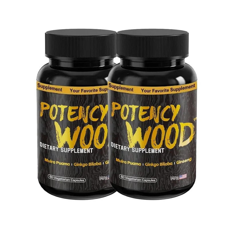 Potency Wood Vitality Boost Capsules - Energy Libido Focus Supplement - Ginseng Ashwagandha Herbal Supplements 60 Capsules