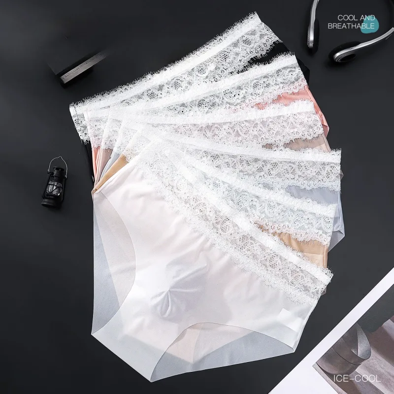 Lace Edge Ice Silk Men's Triangle Pants Traceless Breathable Thin Men's Underwear Low Waist Soft Seamless Comfort Male Briefs — image 3