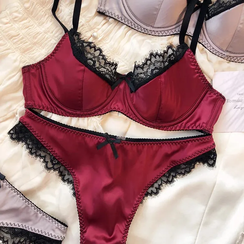 เซ็กซี่ลูกไม้บางถ้วยชุดชั้นในผู้หญิงฝรั่งเศส Push Up Bra ชุดผ้าไหมคุณภาพสูง Comfort Breathable ชุดชั้นใน Intimates ชุด — image 7