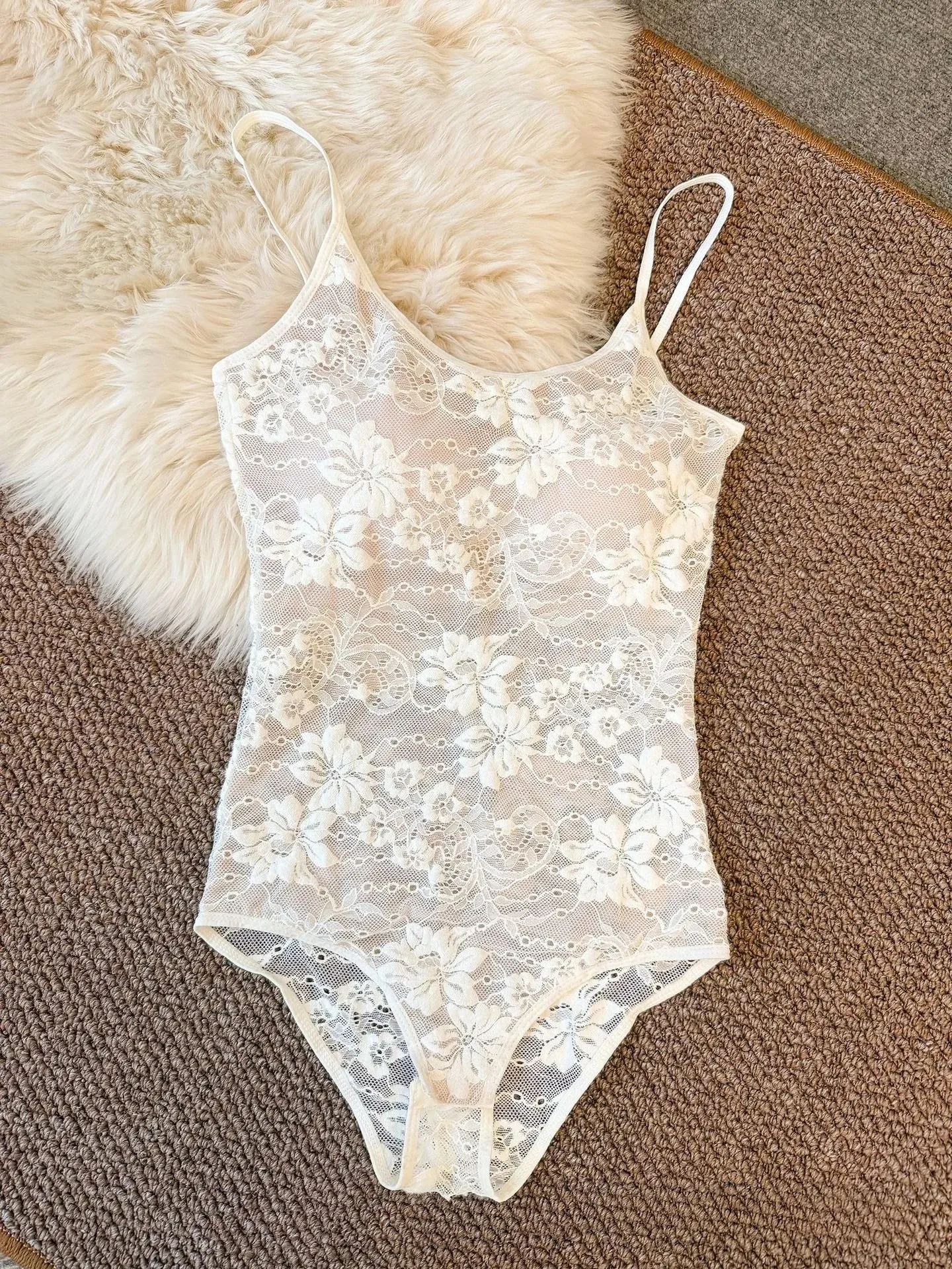 Sexy See Through Lace With Lining Elastic Spaghetti Strap Bodysuit Woman Sling Tight Short Jumpsuit Slim Fit Rompers Playsuits — image 4