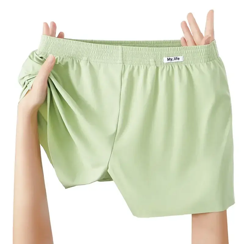 Grande taille Satin soyeux Boxer ample hommes été mince Cool glace sous-vêtements en soie flèche pantalon semblant vêtements de nuit pyjamas culottes 3256812316631462