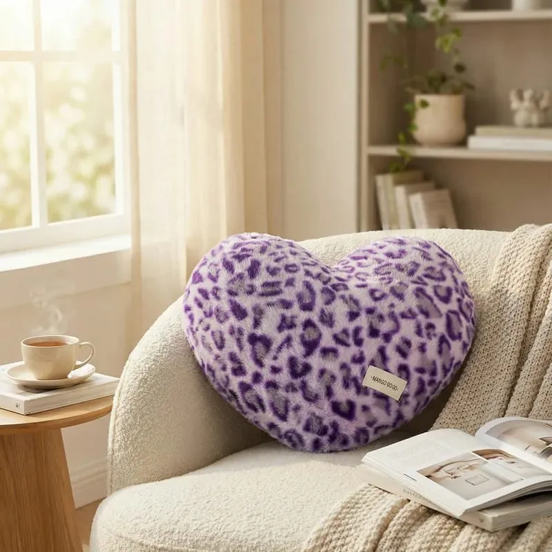 40x35cm Leopard Print Pillow Love Heart Soft Stuffed Plush Warm Sofa Cushion Romantic Valentine's Day Gifts Home Decor For 2026