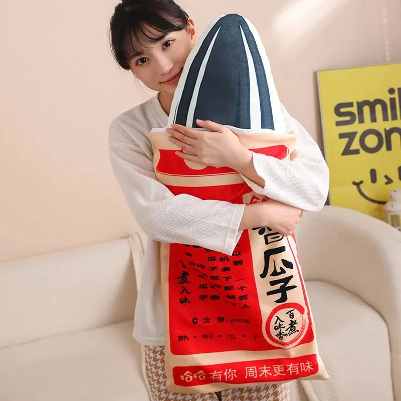 New Giant Size Simulation Chinese Bag Of Melon Seed Plush Toys Soft Soothing Pillow Mattress For Kids Family Funny Toys For Kids
