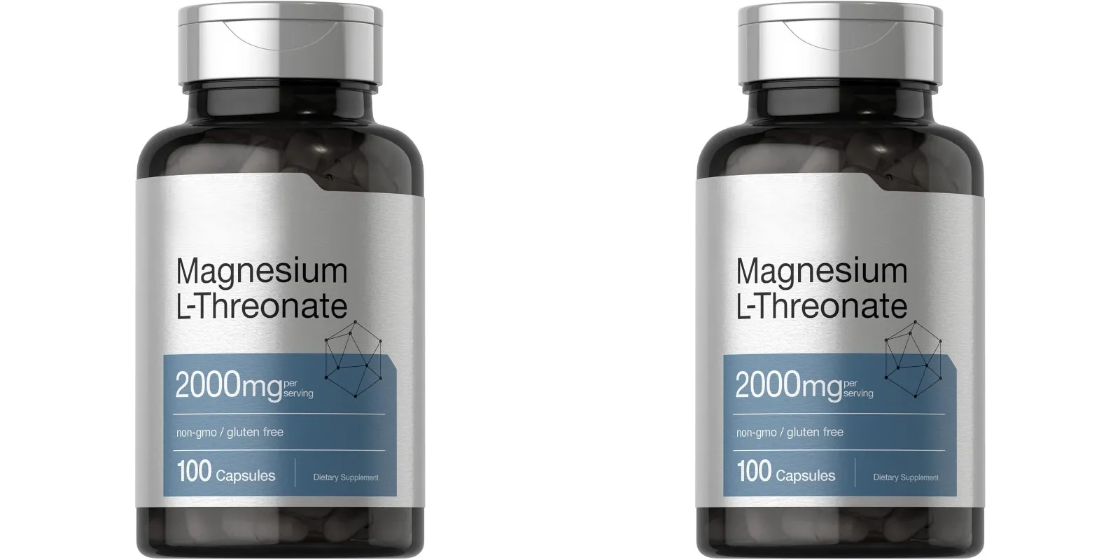 Magnesium L-Threonate2000mg 144mg Elemental Magnesium 100Capsules Non-GMO Gluten Free Supplement for Adults Supports Bone Health