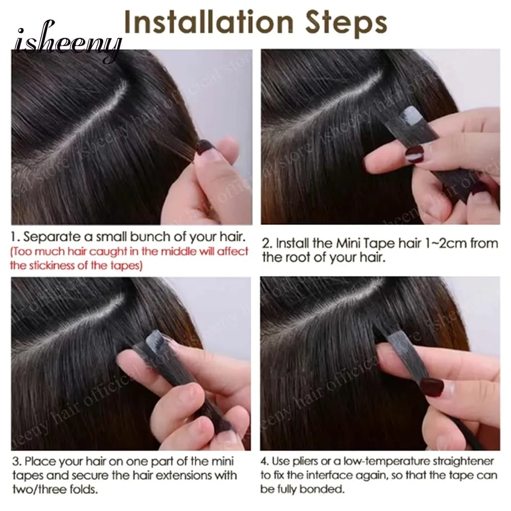 Isheeny Blonde Mini Tape in Human Hair Extensions 12-24 Inches Seamless Tape Hair On Glue Tape Tabs 10pcs/pack — image 7