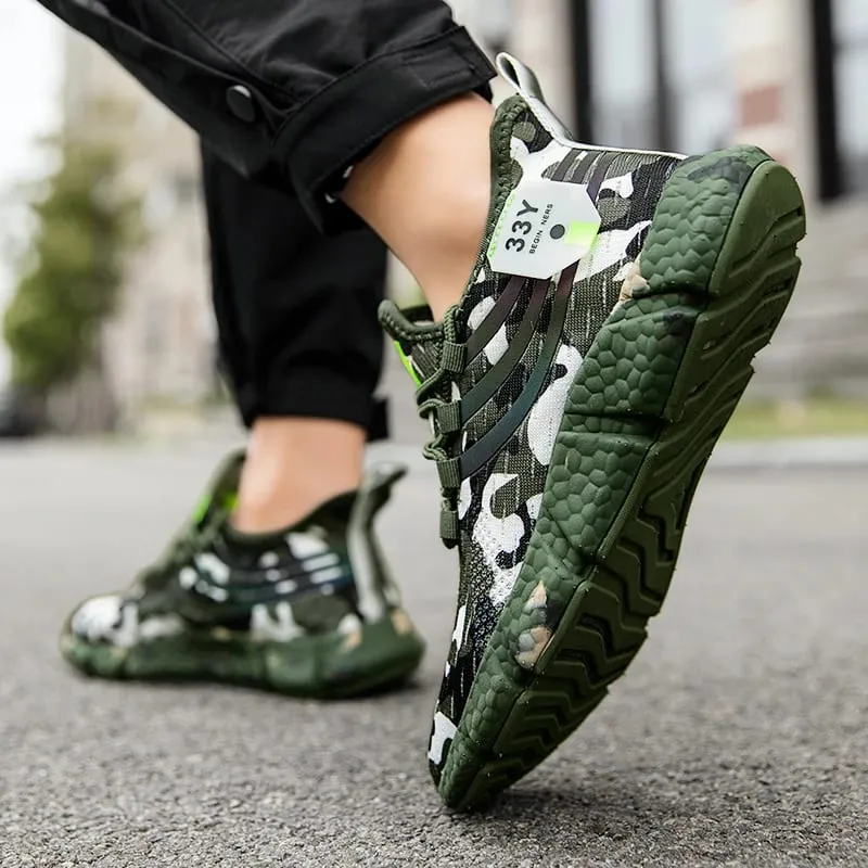 Men's Camouflage Green Sports Shoes Hiking Street Style Slip Outsole and Mesh Upper Series Urban Fashion Fitness Shoes 2025 — image 2