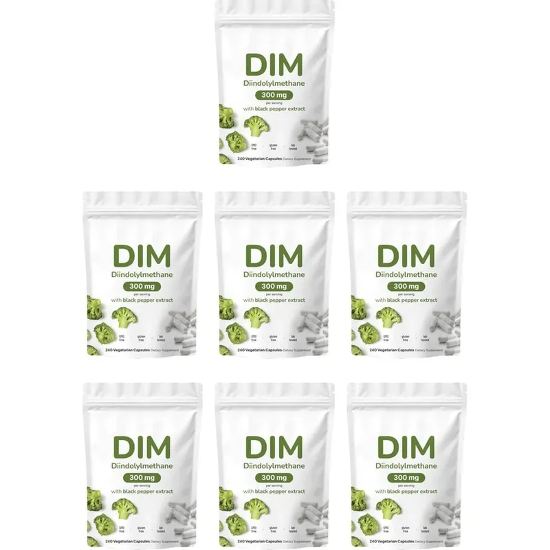 DIM Diindolylmethane Vegetarian Capsules with Black Pepper Extract GMO Free Gluten Free 240 Capsules