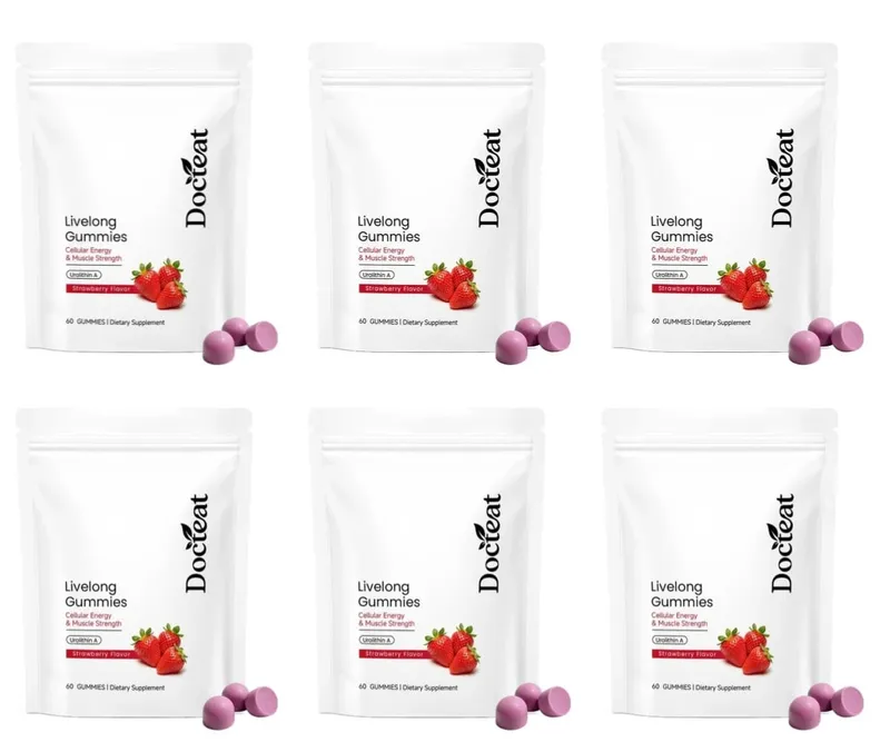 Docteat Urolithin A Gummies 500mg setiap Hidangan Perisa Strawberi Sokongan Kesihatan Selular Harian 60 Gummies untuk Lelaki Wanita — image 12