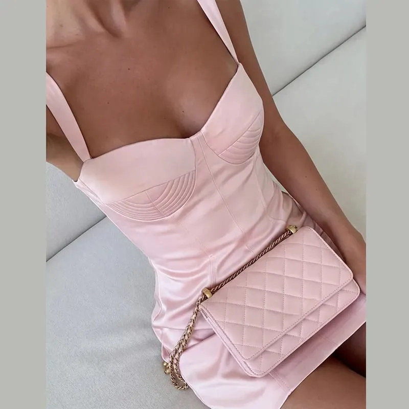 Cup Detail Corset Bustier Sweetheart Neck Spaghetti Strap Waist Cinching Bodycon Mini Dress for Women Party Night Occasion Wear — image 7