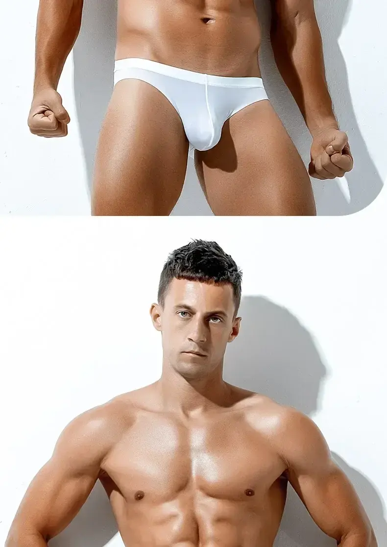 2PCS Men's summer underwear: Ice Silk, low-waisted triangular underpants, personalized, ultra-thin, breathable shorts — image 15