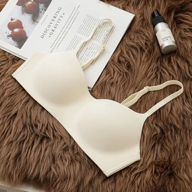 Soft Comfort Wireless Bra Breathable Fabric Thin Cup Push Up Bra Elastic Material Gathered Design Seamless Bra Women's Underwear