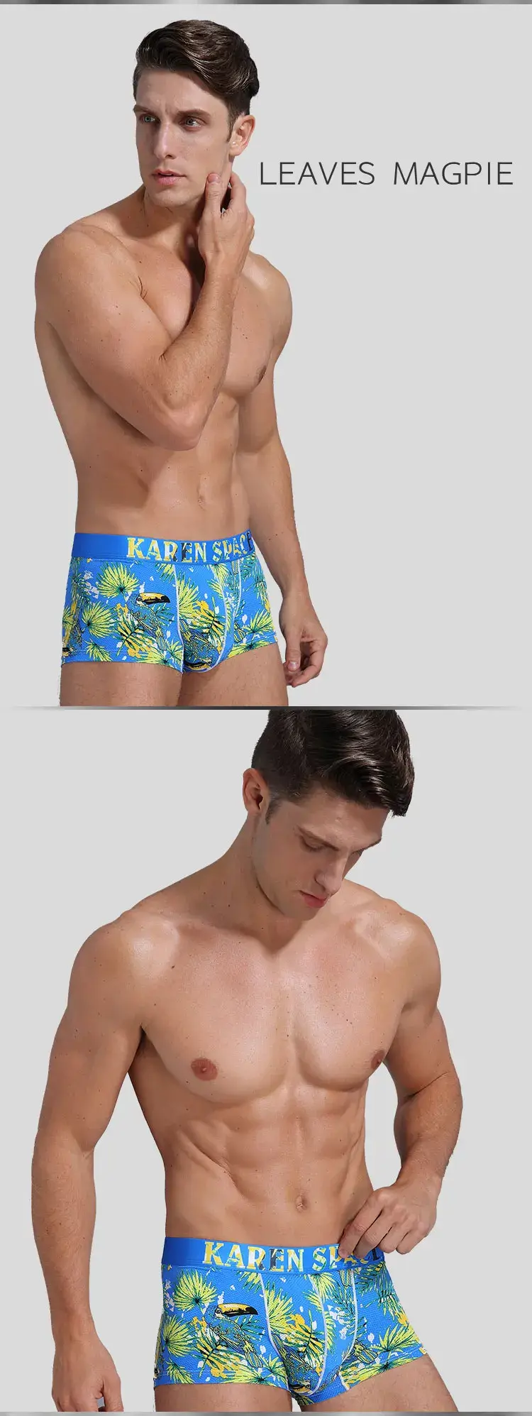 Cuecas masculinas boxer estampadas de seda com gelo respirável cuecas masculinas elegantes calcinhas confortáveis Calzoncillo Hombre — image 7