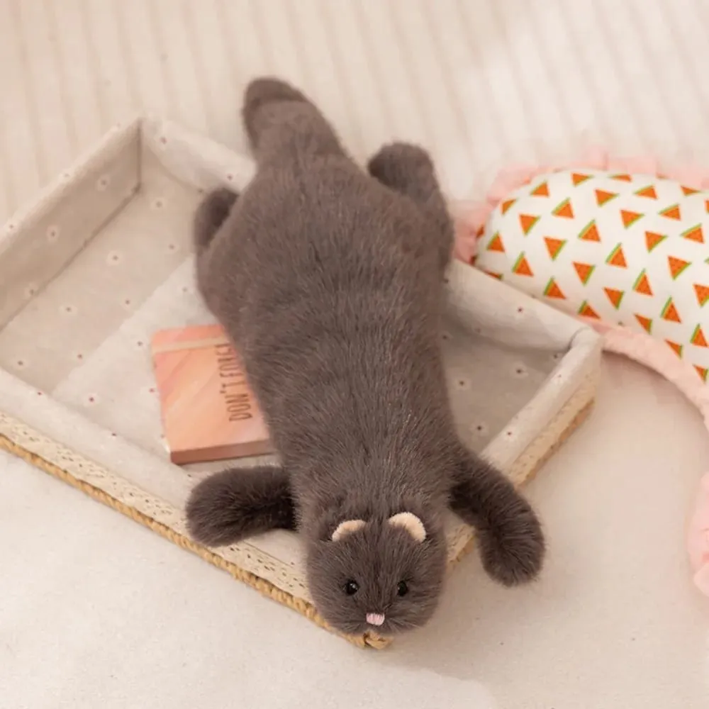 Soft Plush Ferret Plush Pillow Cute Expression Dense Stitching Long Ferret Cushion Fluffy Texture Stuffed Ferret Toy Long Body