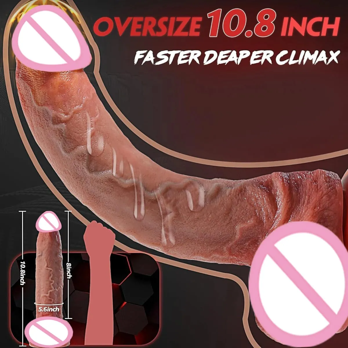 Thick Silicone Dildo Huge Fake Penis Double Cock Woman G-Spot with Powerful Suction Cup Adult Sex Toy Vagina Orgasm Masturbator — image 2