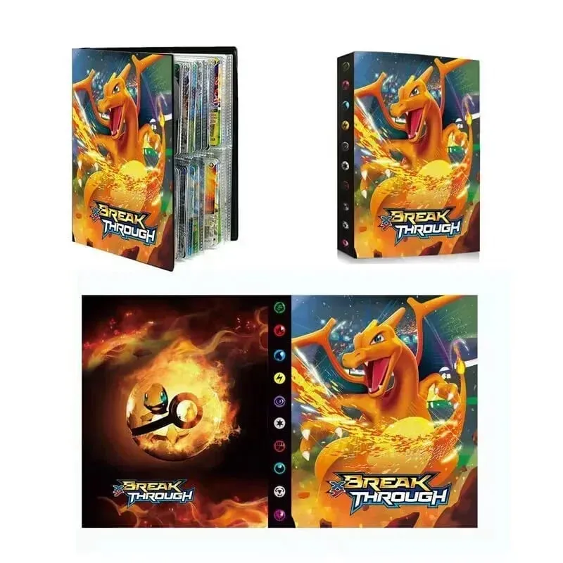 240pcs Fire Dragon Card& Diablo-Fire Dragon Card Book Charizard Cards Album Book Game Card VMAX GX Holder Binder Series Gift