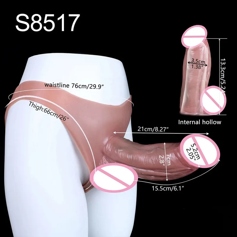 Cintura alta realista pênis manga насадка на член cinta em calcinha vibrador oco silicone extensor pau brinquedo sexual para homem — image 20