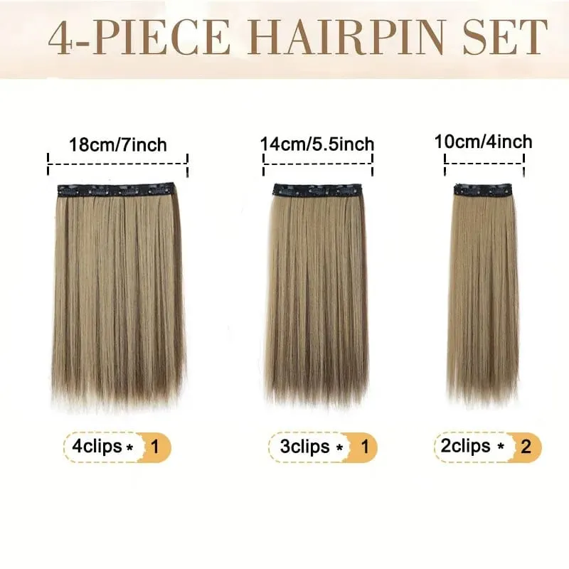 35CM Synthetic 4pcs/set Clips in Hair Extensions Short Straight Hairstyle Blonde Black Hairpieces Heat Resistant False Hair