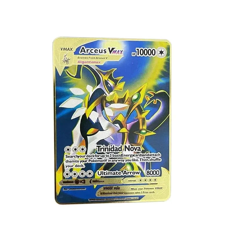 2026 NEW Pokemon Metal Card 10000 Points Arceus Charizard Super Card English Mewtwo Lucario Greninja Lillie Anime Cards