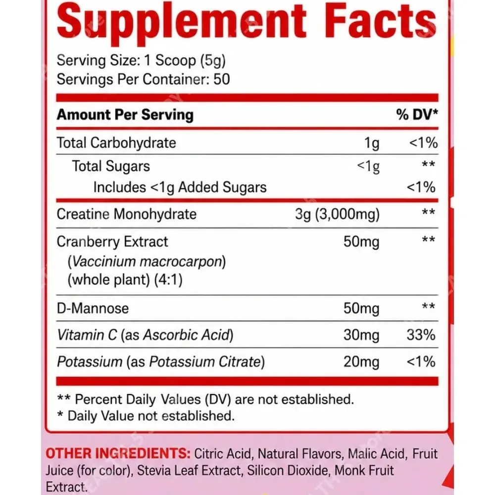 Creatine Monohydrate Powder Supplement 3g Serving Vegan Formula Strawberry Lemonade Flavor Zero Sugar for Active Lifestyle