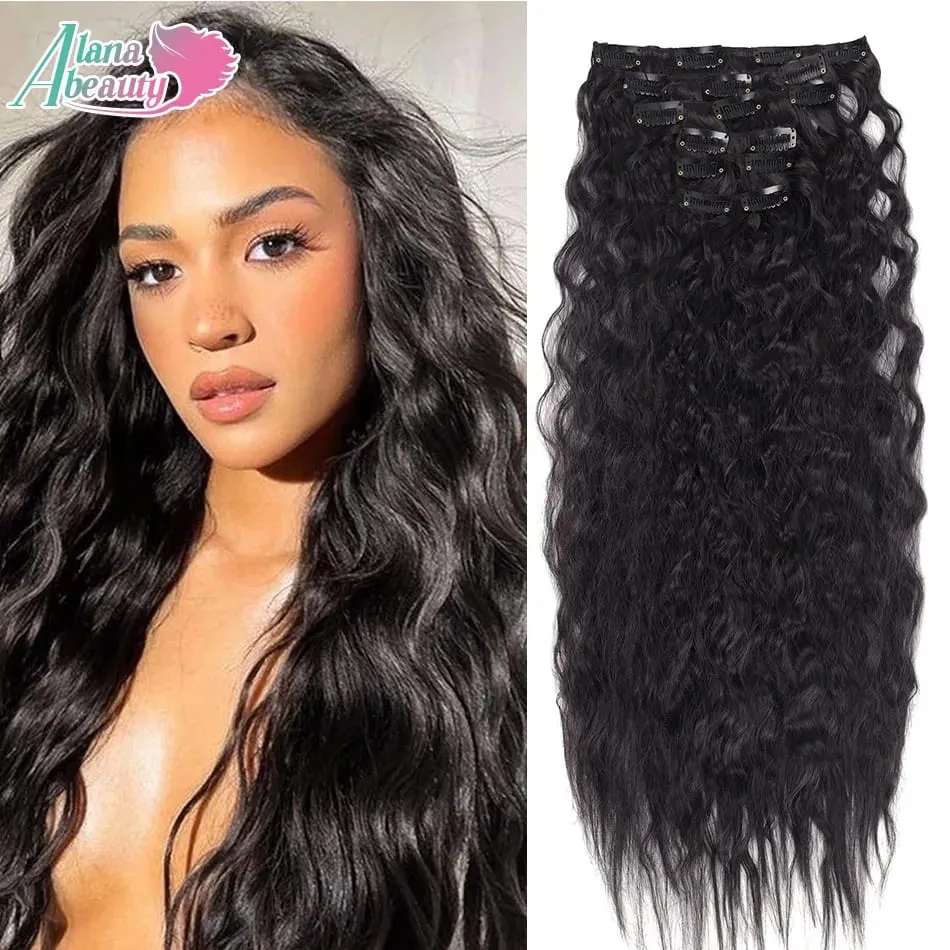 Alana 28inch Synthetic Long Water Curly Clip In Hairpieces Hair Extensions Kinky Curly Clip-in Hair Heat Resistant Organic Fiber