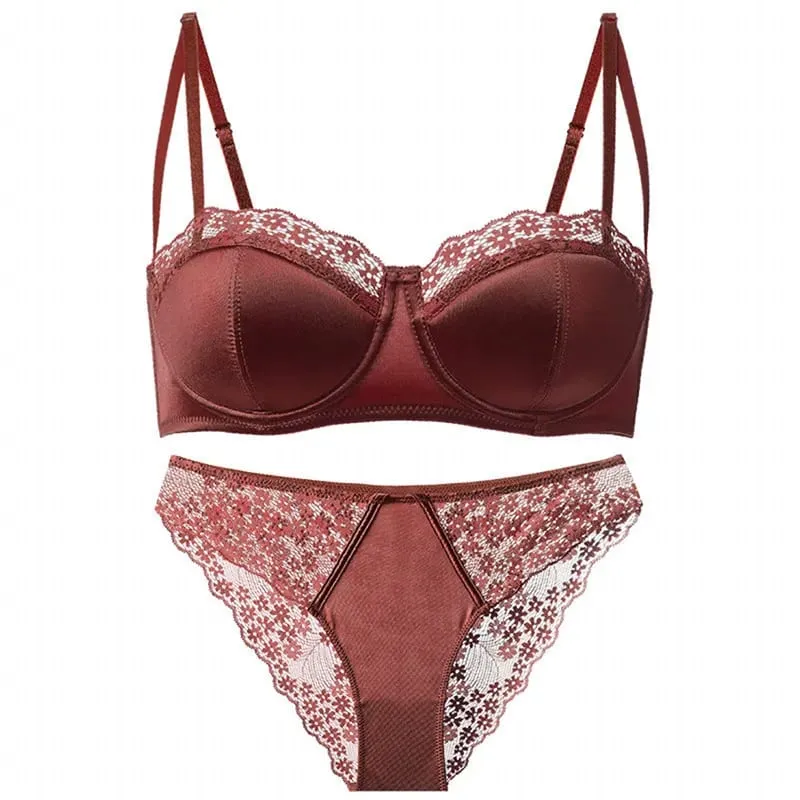 Hot Sale Top Sale Sexy Lingerie Bra Set Thin Underwire Lace Demi Cup Push Up Minimizer Anti Sagging Gather Side Fat Women 32-38 — image 9
