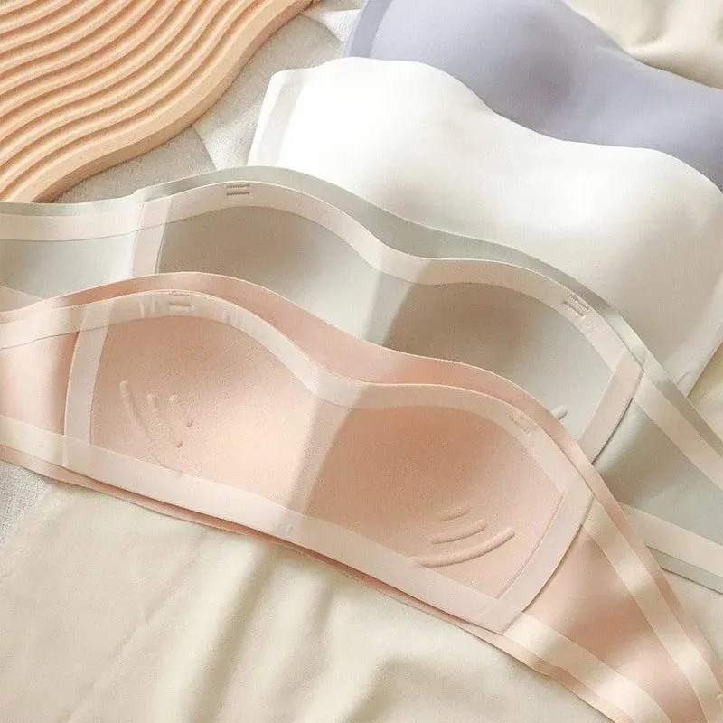 Seamless One-piece Tube Tops Women Removable Pads Intimates Basic Black/White/Skin Womens Strapless Bra Bandeau Sexy Lingerie — image 5
