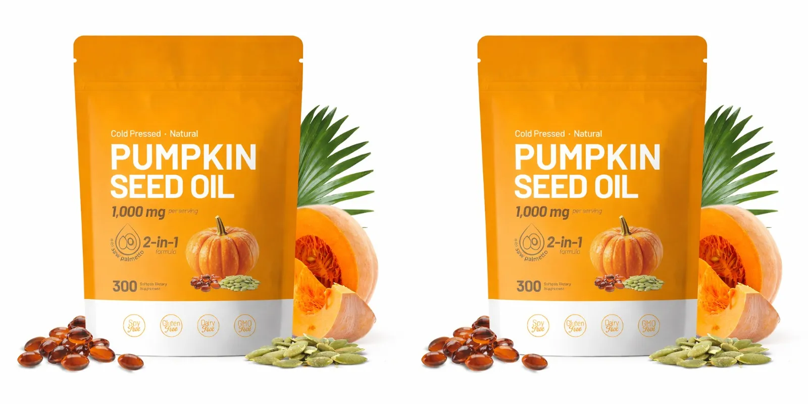 Pumpkin Seed Oil Softgels with Saw Palmetto Plant Based Nutritional Supplement Rich in Fatty Acids 300 Softgels for Adult