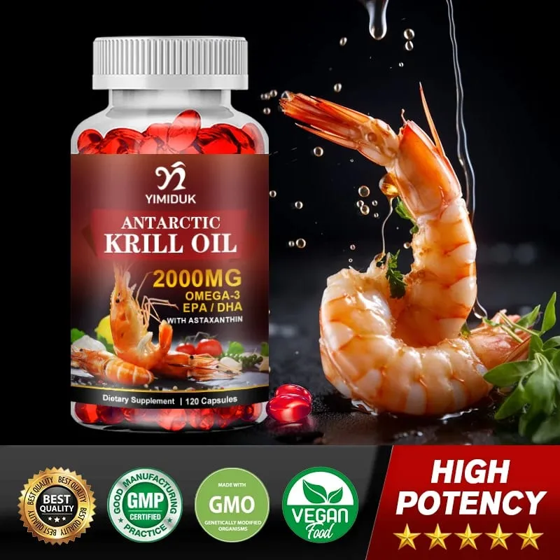 Buy 2 Get 2 Free! Krill Oil 2000mg Capsules Support Heart & Joint Health Brain Eye & Anti-Inflammatory GMP Certified Vegan