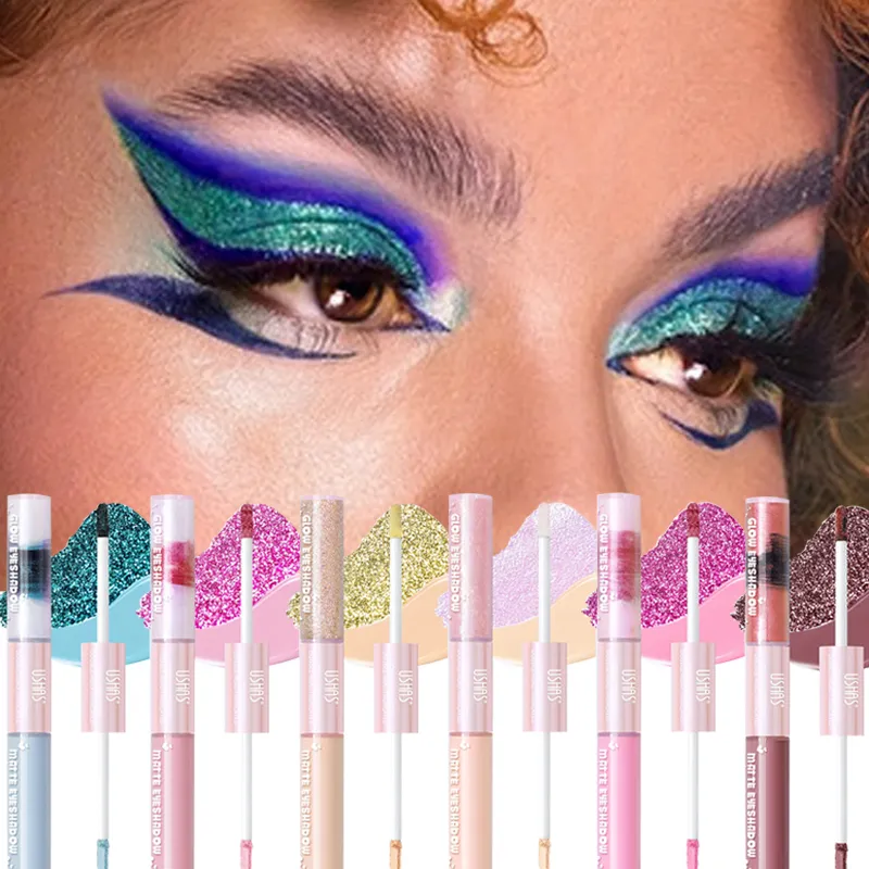 6 Color Waterproof and Sweat Proof Long Lasting Easy To Color Matte Eye Shadow Blue Highlight Natural Liquid Eye Shadow Makeup