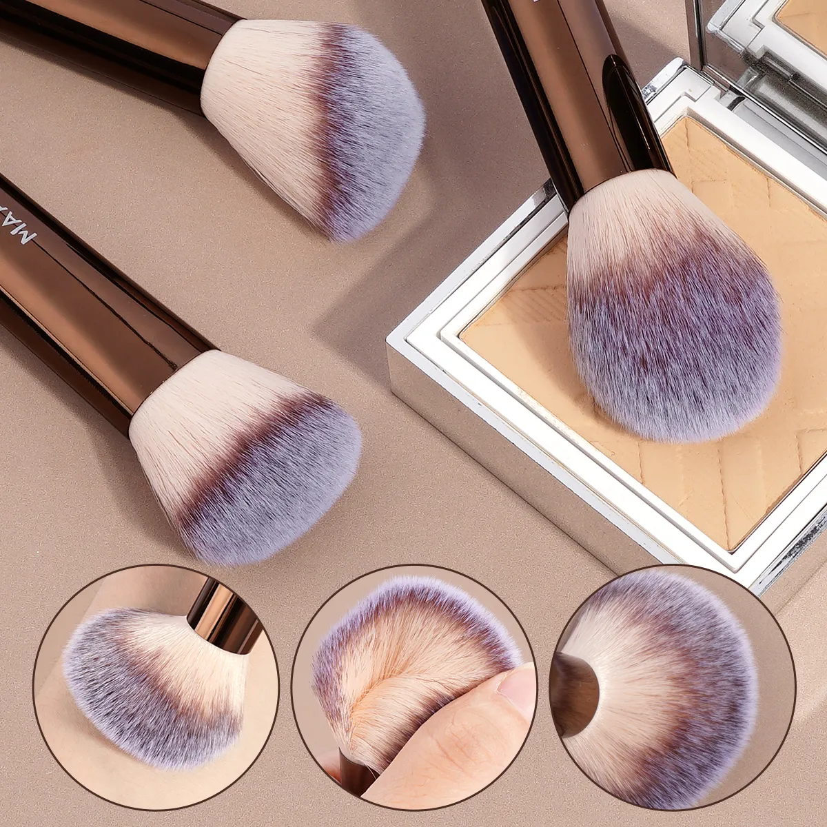 13pcs Classic Makeup Brushes with Storage Bag Soft Foundation Powder Eyeshadow Kabuki Blending Makeup Tools Coffee Brown — image 4