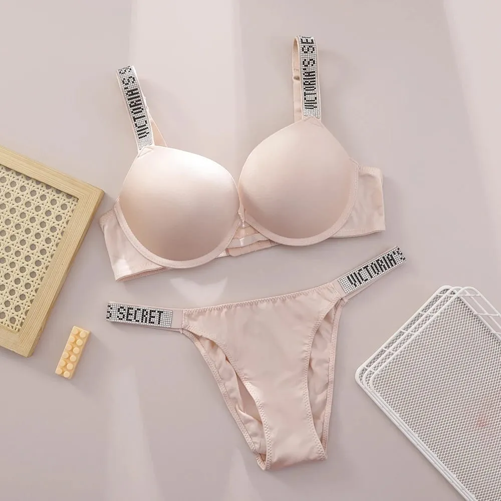 V Women Lace Push Up Bralette Seamless Comfortable Breathable Lingerie Home Wear Set Lingerie Set Underwear Set Bra Panty Set